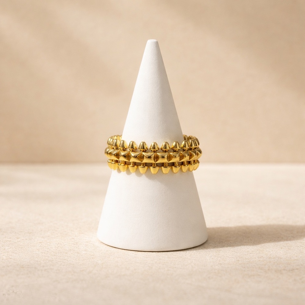 Clash De Gold Style 18k Gold Plated Spiked Ring - Picture 2 of 3